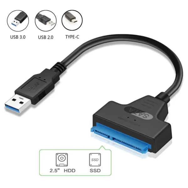 Adaptador de Cable de supervelocidad SATA a USB 3,0/2,0, hasta 6Gbps, compatible con disco duro externo SSD HDD de 2,5 pulgadas, 22 Pines, Sata III, A25